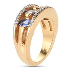 Tansanit und Zirkon Ring 925 Silber vergoldet (Größe 17.00) ca. 1,45 ct image number 4
