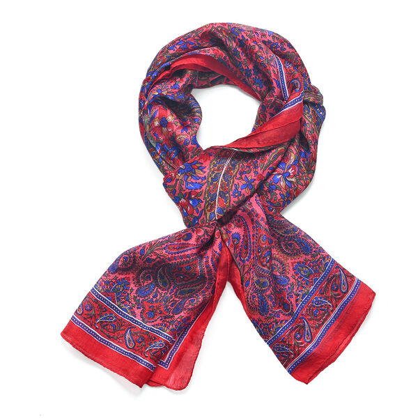 Bedruckter Schal aus 100% Seidensatin, Koralle image number 4