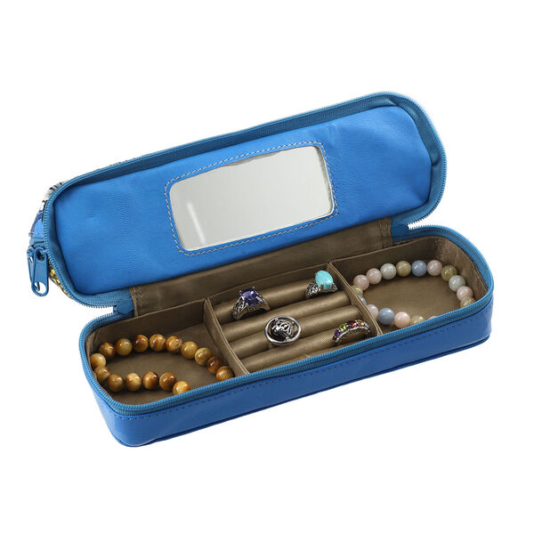 SUKRITI - 100% Leder: handbemalter Beauty Organizer, Blau image number 5