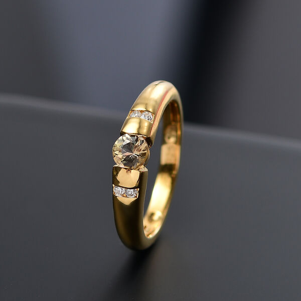 AA Nat&uuml;rlicher goldener Tansanit und Moissanit Ring - 0,43 ct. image number 2