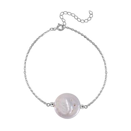 Wei&szlig;e Keshi Perle Armband ca. 18 cm 925 Silber rhodiniert