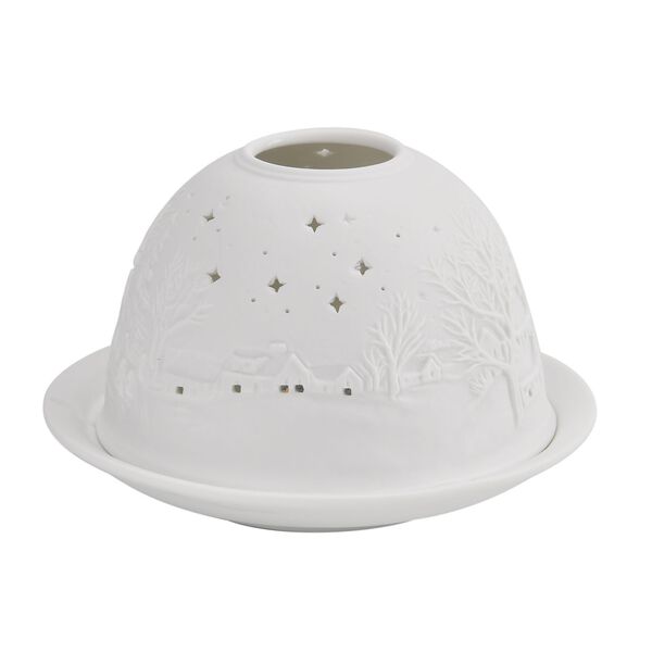 Porzellan-Teelichthalter mit LED, Kapelle im Winter Motiv image number 5