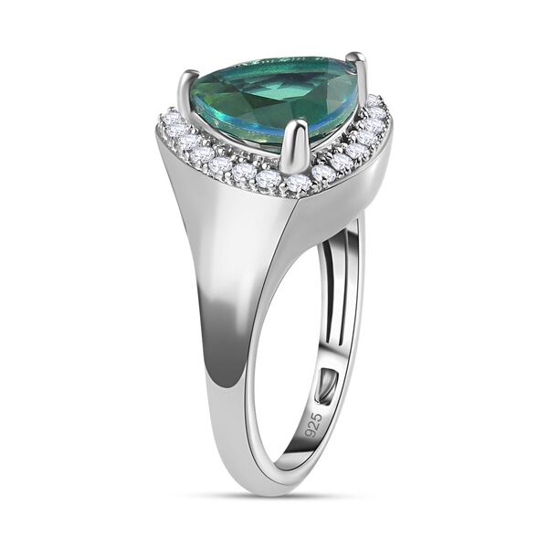 Pfau Quartz Triplette, Wei&szlig;er Zirkon Ring 925 Silber platiniert (Gr&ouml;&szlig;e 17.00) ca. 3,84 ct image number 5