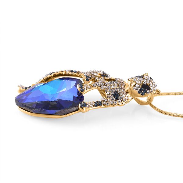 Blauer Magie Farbe Kristall Anhänger mit Kette, goldfarben image number 3