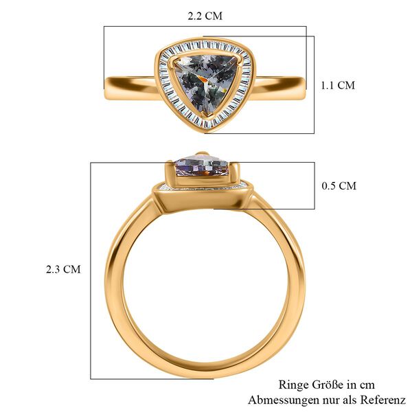 Gr&uuml;ner Tansanit, Wei&szlig;er Diamant Ring, 925 Silber Gelbgold Vermeil, (Gr&ouml;&szlig;e 17.00) ca. 1.14 ct image number 7