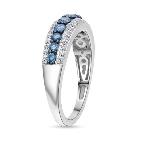 Lab Grown Blauer Diamant SI Ring 925 Silber rhodiniert (Größe 18.00) ca. 1,01 ct image number 4