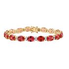 D joy Lab Created Padparadscha-Saphir, Moissanit Armband ca. 19 cm 925 Silber 750 Gelbgold Vermeil ca. 42,19 ct.