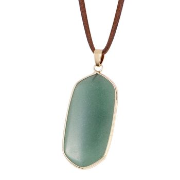 2er Set - Rosenquarz, Gr&uuml;ner Aventurin Schmuckset Messing, Reines Leder ca. 200.00 ct