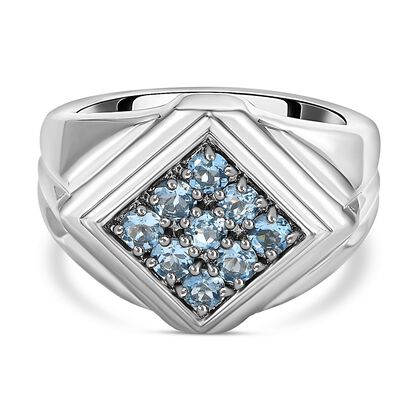 Santamaria Aquamarin Ring, 925 Silber platiniert (Gr&ouml;&szlig;e 19.00) ca. 0,98 ct