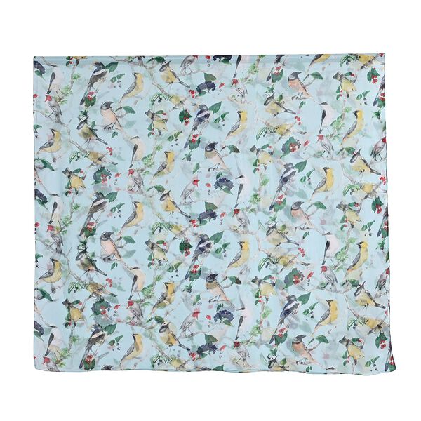  LA MAREY signature 100% silk scarf110*195cmweight:40gcolor:light blue with Bird patternMaterial:100% Mulberry silk image number 6