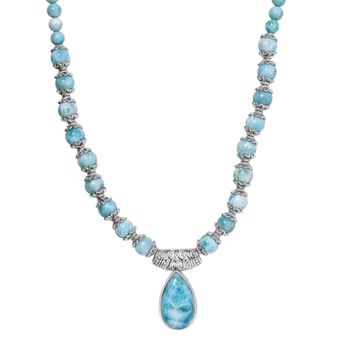 D'Joy AA Larimar Halskette ca. 50 cm 925 Silber rhodiniert (7-8 Werktage Lieferzeit) ca. 145,96 ct.