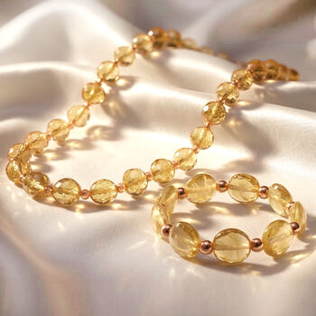 Champagner Glas-Perlen 53,25cm Halskette und flexibles Armband im Murano-Stil