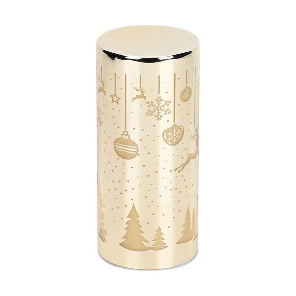 LED-Deko-Zylinder aus Glas mit Weihnachts-Motiven, Gold image number 7