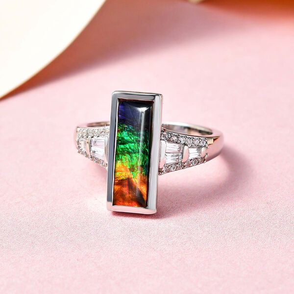 Ammolit und wei&szlig;er Zirkon-Ring - 2,82 ct. image number 2