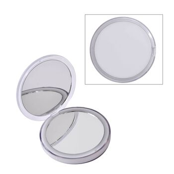Wiederaufladbarer zweiseitiger LED-Schminkspiegel, 8.3x8.3x1.7 cm, wei&szlig;