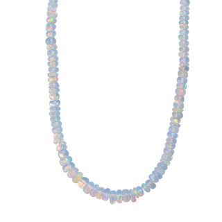 D'Joy Natürlicher, äthiopischer Welo Opal Halskette ca. 45 cm 925 Silber rhodiniert ca. 37.00 ct D'Joy Natürlicher, äthiopischer Welo Opal Halskette ca. 45 cm 925 Silber rhodiniert ca. 37.00 ct