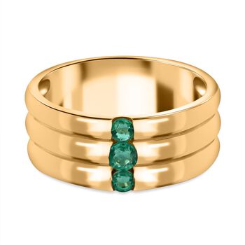 AAA Kagem Sambischer Smaragd Ring, 925 Silber Gelbgold Vermeil, (Gr&ouml;&szlig;e 20.00) ca. 0.41 ct