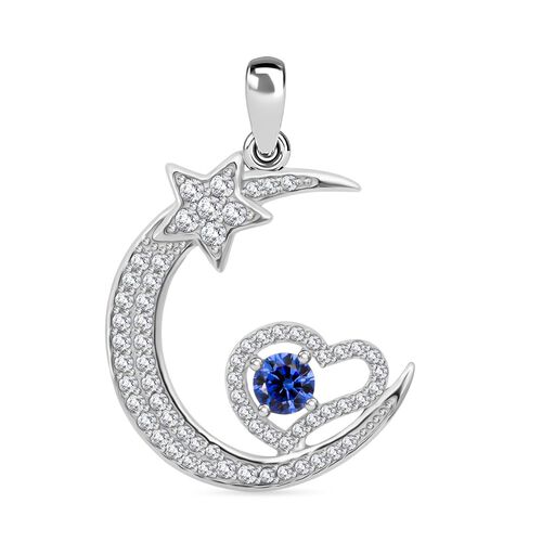 Lustro Stella Blauer Zirkonia, Weißer Zirkonia Anhänger 925 Silber rhodiniert image number 0