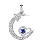 Lustro Stella Blauer Zirkonia, Weißer Zirkonia Anhänger 925 Silber rhodiniert