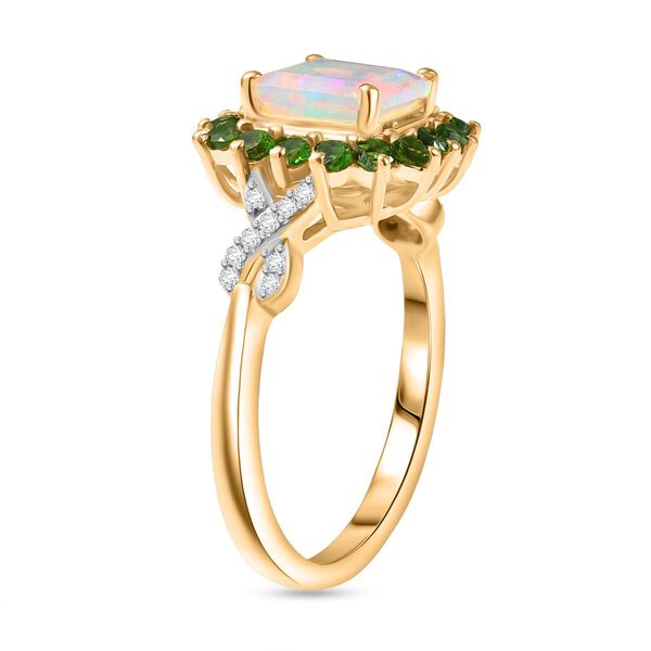 D'Joy Natürlicher, äthiopischer Welo Opal, Chromdiopsid und Moissanit Ring - 1,73 ct. image number 4