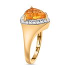 AA Serra Gaucha Citrin, Weißer Zirkon Ring, 925 Silber Gelbgold Vermeil, (Größe 17.00) ca. 3.65 ct image number 4