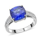Rhapsody AAAA Tansanit, Weißer Diamant Ring 950 Platin (Größe 17.00) ca. 3,24 ct