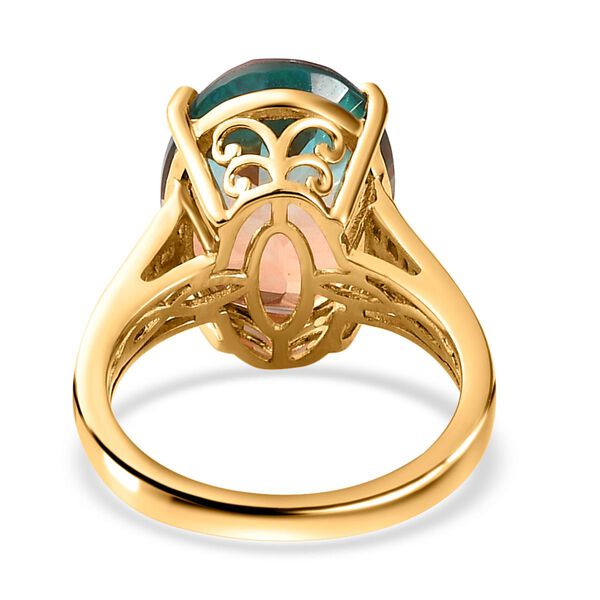 Aqua Terra Costa Quarz Triplett und Diamant-Ring, 925 Silber vergoldet, 10,06 ct. image number 6