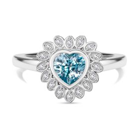 D'Joy AA Blauer Zirkon, Weißer Zirkon Ring 925 Silber rhodiniert (Größe 18.00) ca. 1,51 ct