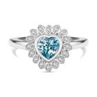 D'Joy AA Blauer Zirkon, Weißer Zirkon Ring 925 Silber rhodiniert (Größe 18.00) ca. 1,51 ct