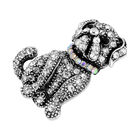 Mehrfarbiger Kristall Hund Brosche, Antik-silber-Plattierung image number 2