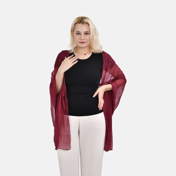 LA MAREY &ndash; 100% Maulbeeren-Seidenschal, Chiffon, 110x200cm, rot image number 7