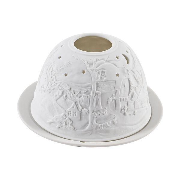 Weihnachts-Windlicht, unglasiertes, wei&szlig;es Porzellan mit LED, 10 cm, wei&szlig;e Weihnachten image number 6