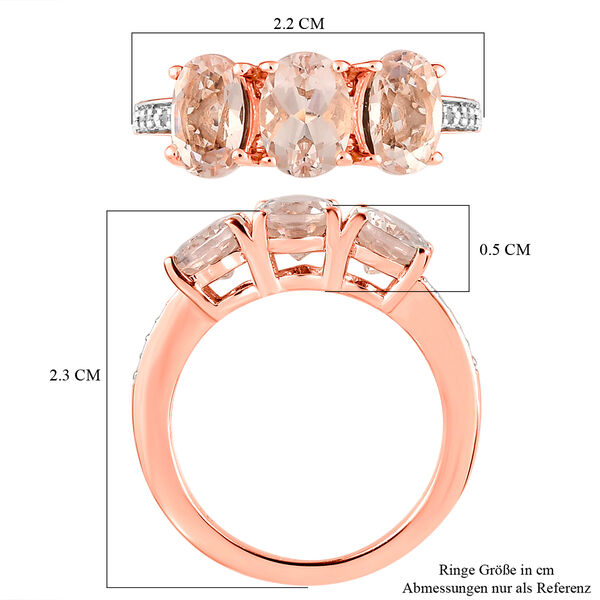 AAA Marropino Morganit und weißer Zirkon-Ring, 925 Silber Roségold Vermeil  ca. 2,44 ct image number 7