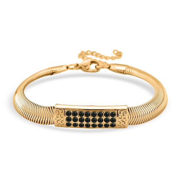 Grünes 19+5 cm Kristallarmband in Goldton image number 0