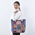 Jute Handtasche, Katzen-Muster, Größe 40,6x9x36,6 cm, Mehrfarbig image number 1