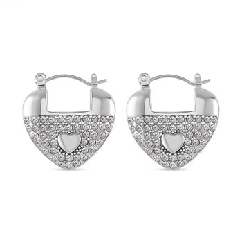 Wei&szlig;er Kristall Herzf&ouml;rmige Ohrringe, Reiner Edelstahl