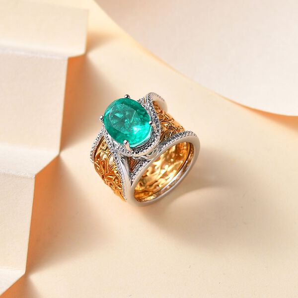 2er Set- Smaragd-Quarz Triplette Schmuckset ca. 3.30 ct image number 2