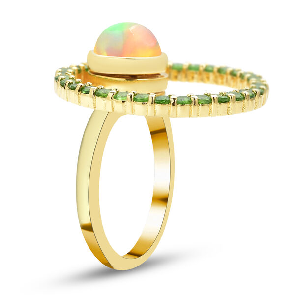 Natürlicher, äthiopischer Opal und natürlicher Chromdiopsid-Ring, 925 Silber vergoldet  ca. 2,65 ct image number 5