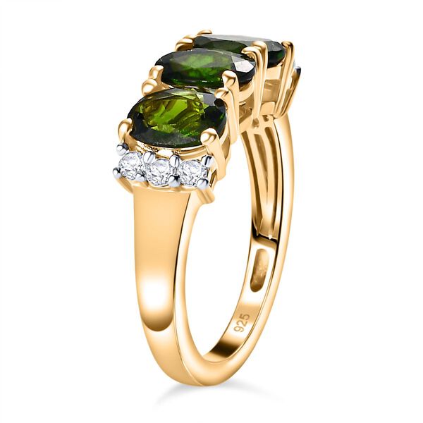 Nat&uuml;rlicher Chromdiopsid, Wei&szlig;er Zirkon Ring, 925 Silber Gelbgold Vermeil, (Gr&ouml;&szlig;e 19.00) ca. 2.87 ct image number 5