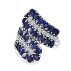 Masoala Saphir (Fissure gef&uuml;llt), wei&szlig;er Zirkon Ring, 925 Silber platiniert, (Gr&ouml;&szlig;e 17.00) ca. 6.75 ct