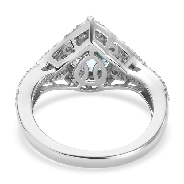 Kambodschanischer blauer und Wei&szlig;er Zirkon Ring 925 Silber platiniert image number 5