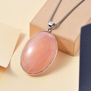 Rosenquarz Anh&auml;nger mit 50cm Kette - 300 ct.