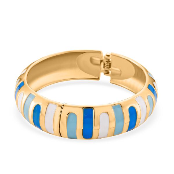 Emaille-Armreif im Streifen-Design, Hell- und Dunkelblau, ca. 18,5 cm, ca. 43 g image number 5