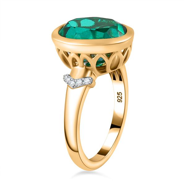 Pfau Quarz Triplette, Wei&szlig;er Zirkon Ring 925 Silber 750 Gelbgold Vermeil (Gr&ouml;&szlig;e 16.00) ca. 5,41 ct image number 5