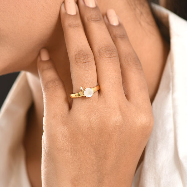 EVER TRUE Regenbogen Mondstein Ring Nickelfreies Messing (Gr&ouml;&szlig;e 16.00) ca. 0,83 ct image number 2