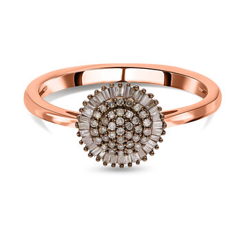 Nat&uuml;rlicher Champagner Diamant Ring, 925 Silber Ros&eacute;gold Vermeil (Gr&ouml;&szlig;e 16.00) ca. 0.33 ct