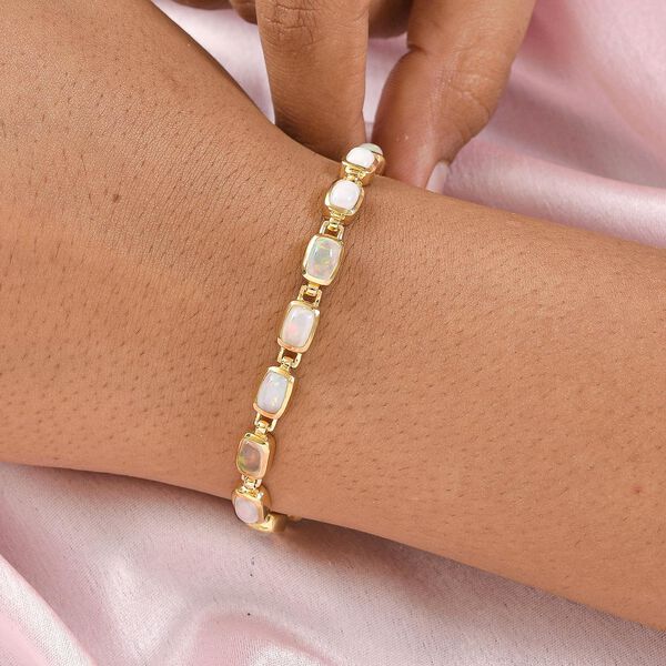 AA nat&uuml;rliches, &auml;thiopisches Welo Opal Armband, 20 cm, 925 Silber vergoldet, 7,05 ct. image number 3