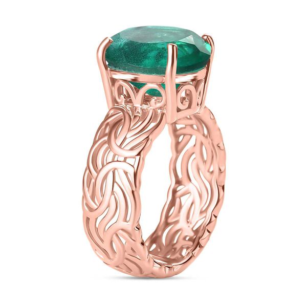 Smaragd-Quarz Triplette Ring 925 Silber 750 Ros&eacute;gold Vermeil (Gr&ouml;&szlig;e 16.00) ca. 5.25 ct image number 5