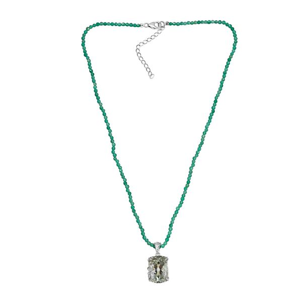 Prasiolith, Verde Onyx Anhänger mit Kette, 925 Silber rhodiniert ca. 90.00 ct image number 4