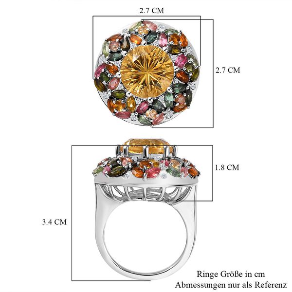 Citrin, Mehrfarbig-Turmalin Ring 925 Silber rhodiniert (Gr&ouml;&szlig;e 18.00) ca. 9,45 ct image number 7